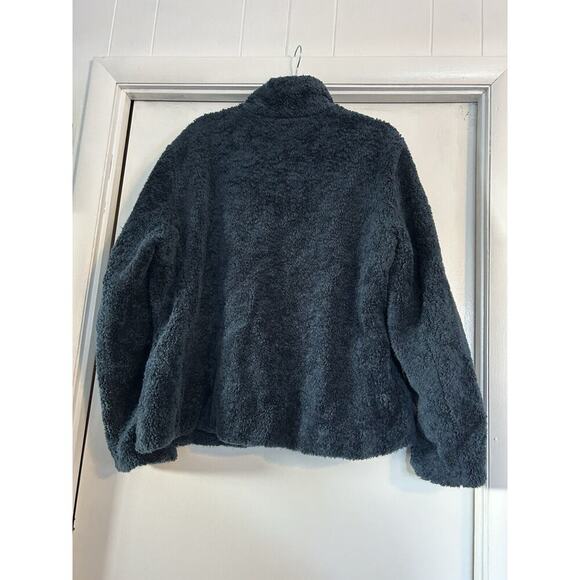 Pendleton Womens Sz XL Fuzzy Zip Jacket Sherpa Teddy Fleece Blue Distressed - Picture 4 of 10